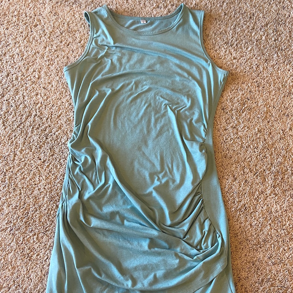 Side ruching dress in teal size large